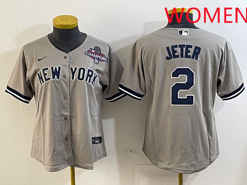 Women New York Yankees 2 Jeter Grey Game 2025 Nike MLB Jersey style 3